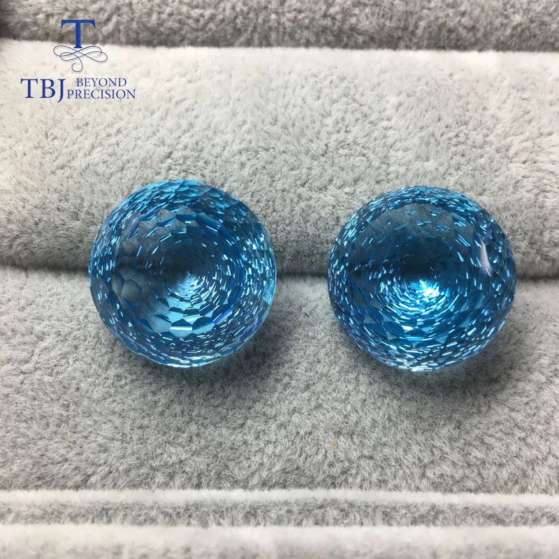 Женские круглые серьги гнезда Tbj ювелирные украшения с натуральным голубым