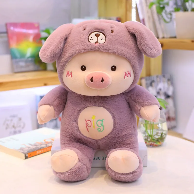 Purple Dog 30 см/40 см/50 см Kawaii переодевание поросенка плюшевая игрушка мягкая мультяшная животное кошка/медведь/собака мягкая кукла для девочек подарок на день Святого Валентина - Цвет: Purple Dog