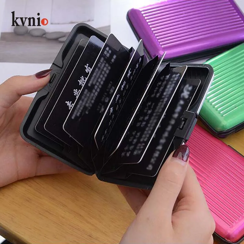 

KVNIO new solid Color Anti-RFID card package fashion ID/Credit card Pocket unisex mini card wallet men and women