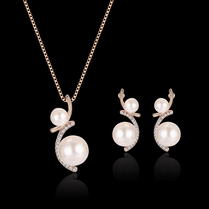 Jacoso золотая цепочка белый жемчуг Ювелирные изделия из кристаллов комплект