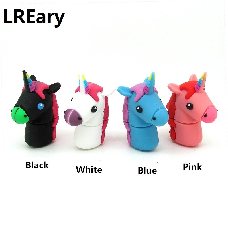 Милый черный синий Розовый Единорог флэш-накопитель usb мини подарок память