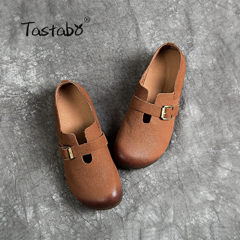 Tastabo ручной работы женская обувь коричневого цвета и хаки кеды верхняя пряжка