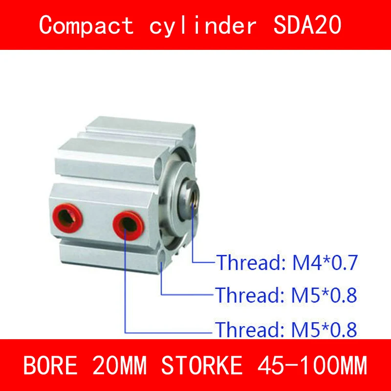 

CE ISO SDA20 Cylinder SDA Series Bore 20mm Stroke 45-100mm Compact Air Cylinders Dual Action Air Pneumatic Cylinder Top Grade