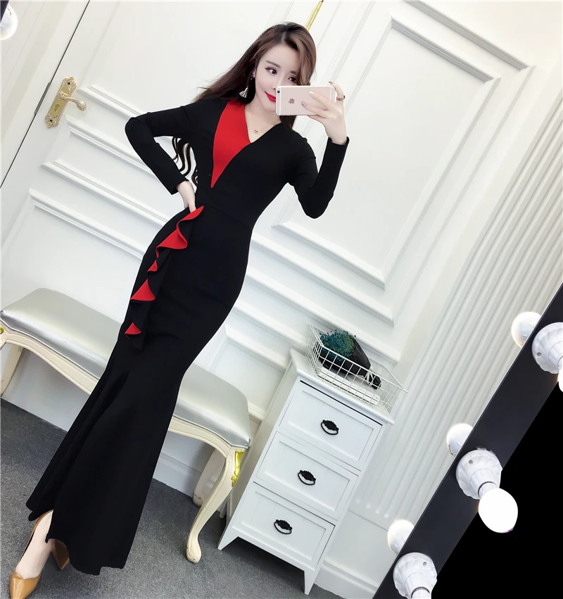 

Women's fashion 2019 spring new female Korean temperament high waist Slim thin dress trend tx