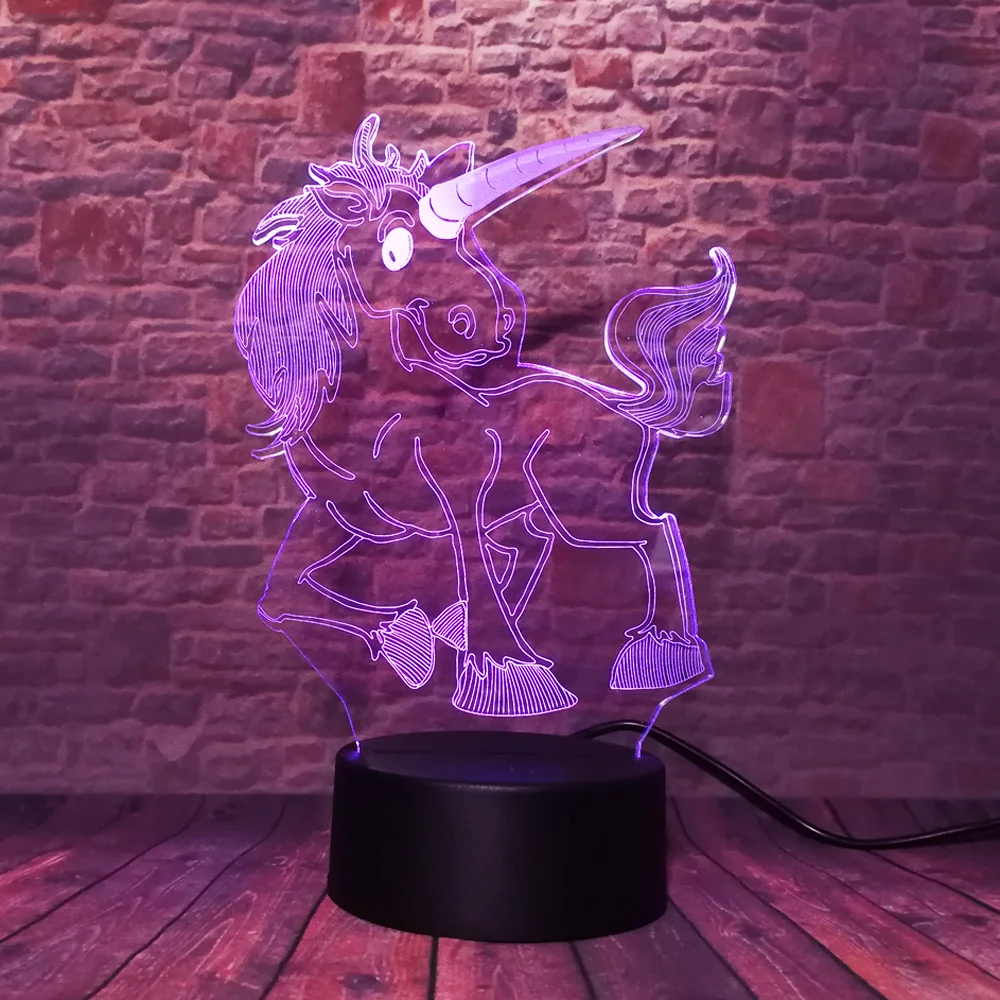 Творческий Amroe 2019 3D светодиодный светильник единорог лошадь RGB ночник вечерние