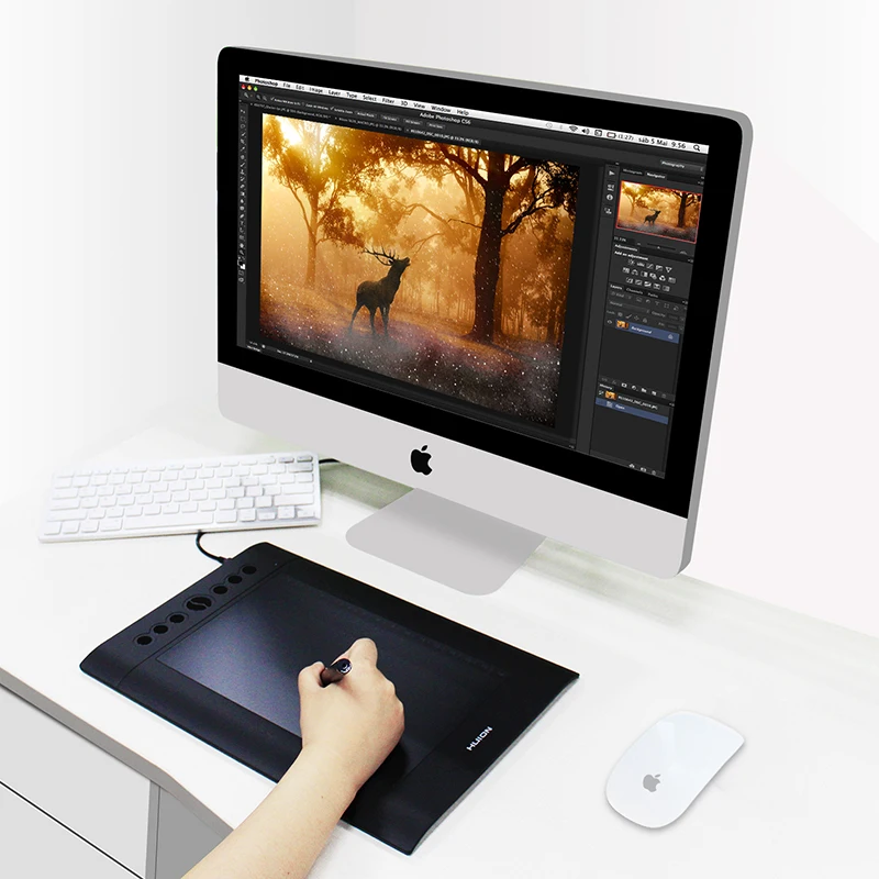 Huion H610 PRO 8192, цифровая ручка, планшеты, 10 дюймов, графический планшет, живопись, планшет для рисования, с ручкой, черный