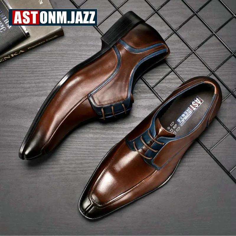 Men's Casual Shoe Business Mens Genuine Leather Shoes Men Big Size 45 Oxford For Lace Up Brogues Formal | Обувь