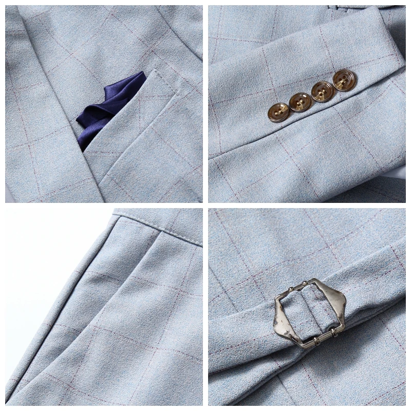

JZ CHIEF Men's Suits Elegant Blazer Vest And Pants 3 Pieces Suits Male Slim Fit Single Breasted One Button Wedding Suit Big Size