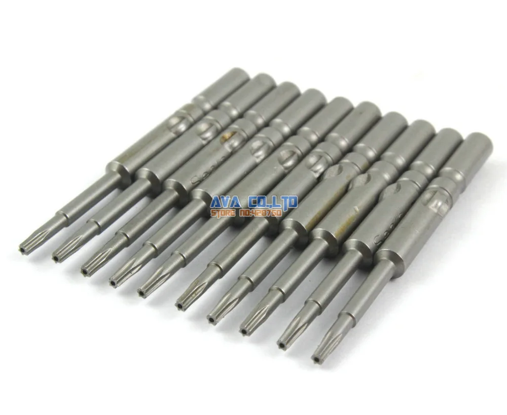 

10 Pieces T7 Magnetic Torx Screwdriver Bit S2 Steel 5mm Round Shank 60mm Long