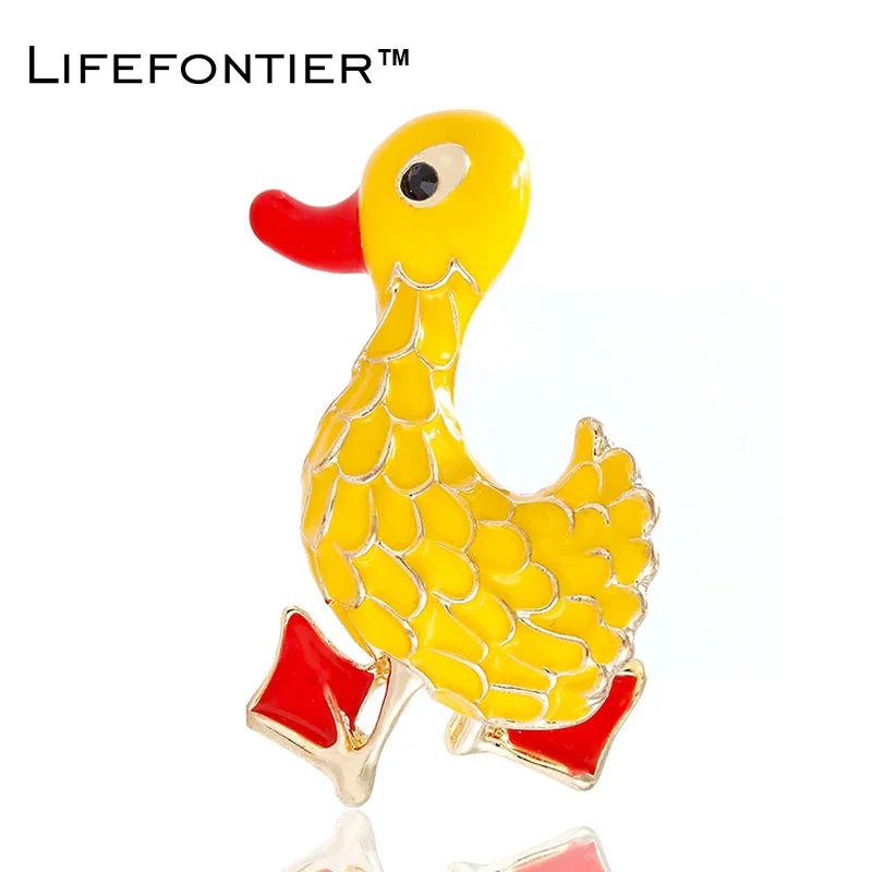 Lifefontier маленькая Желтая утка броши для женщин животное эмалированная брошь