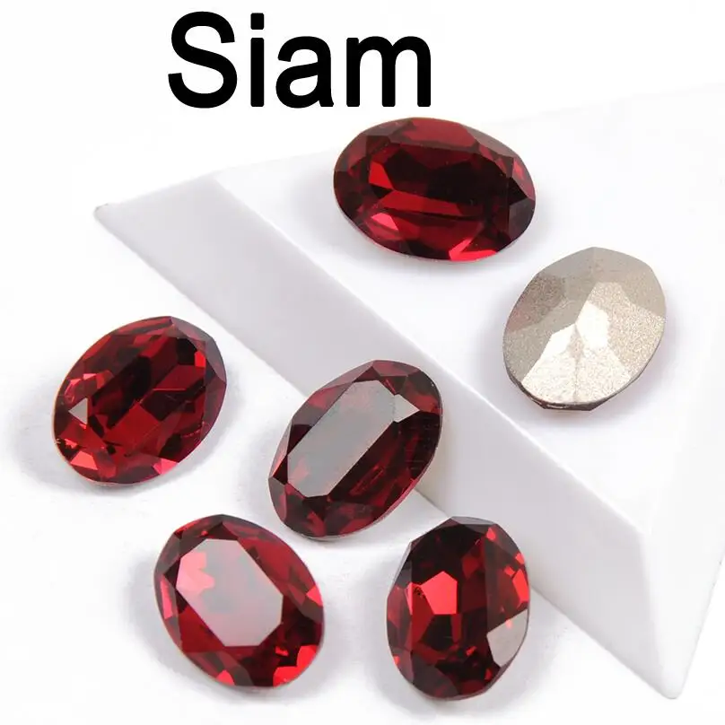 Siam CTPA3bI Красочный Кристалл для нашивки Стразы с когтями стекло материал страз овальной формы швейная одежда Свадебный вечерний чехол для одежды - Цвет: Siam