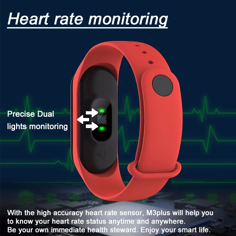 Smart Fitness Bracelet Tracker Watch Band Heart Rate Monitor Waterproof Blood Pressure Oxygen Wristband PK Mi 3 c0 | Электроника