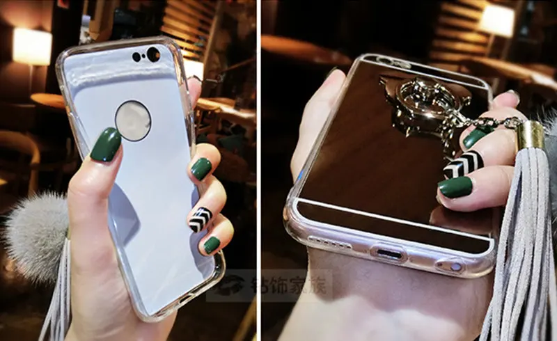 Зеркальный чехол для телефона iphone XS MAX XR X 7 8 Plus 6 6 S Plus 5 5S SE скатерть с кисточками и меховыми шариками зеркальный медведь кольцо Пряжка мягкая