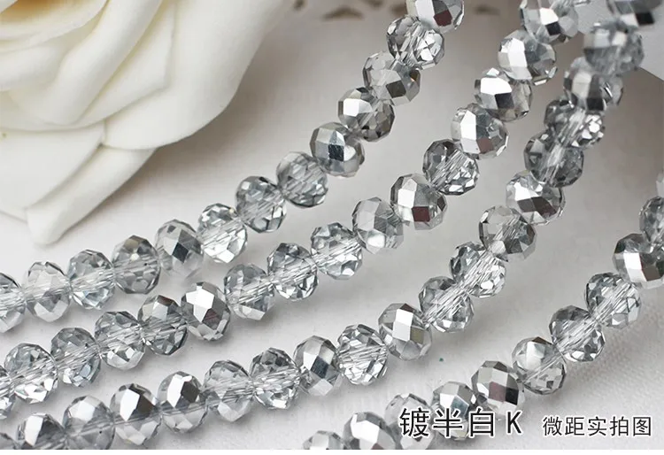 Semi-plated white K АААА высокое качество 2-12 мм AB цвета Rondelle Австрия граненые Хрустальные стеклянные бусины Свободные разделители Круглые бусины для изготовления ювелирных изделий - Цвет: Semi-plated white K