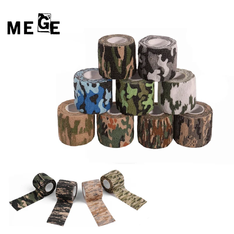 MEGE 5 см x 4,5 м камуфляжная мульти эластичная оберточная лента камуфляжная эластопласт клейкая повязка для спорта на открытом воздухе безопасное камуфляжное снаряжение