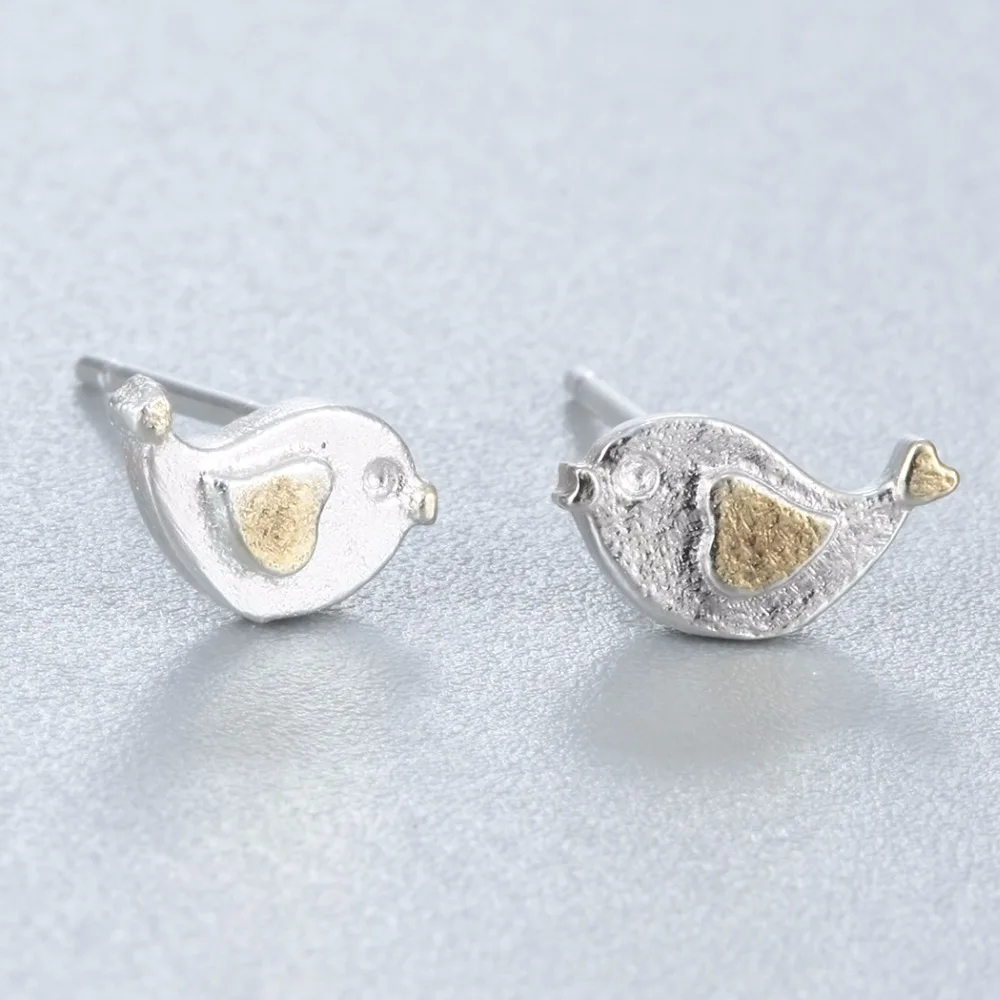 QIAMNI милые желтые серьги гвоздики с крыльями сердца и птицами для женщин девочек