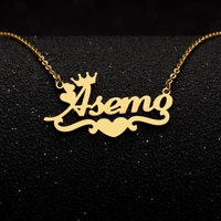jewelry women men personalized name necklaces with crown custom farsi nameplate heart statement choker bridesmaid gift