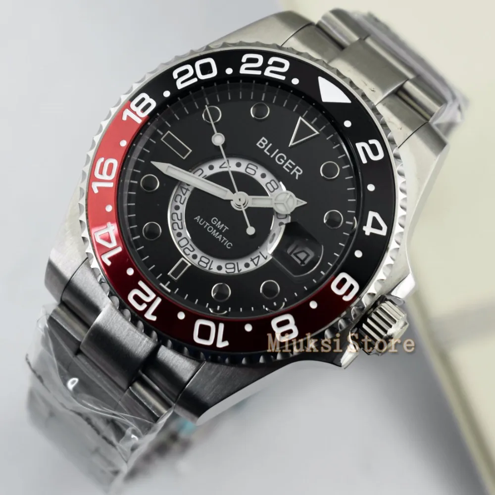 43 мм D'origine черный montre mode pour Top marque automatique multifoncments homme календириор мужские