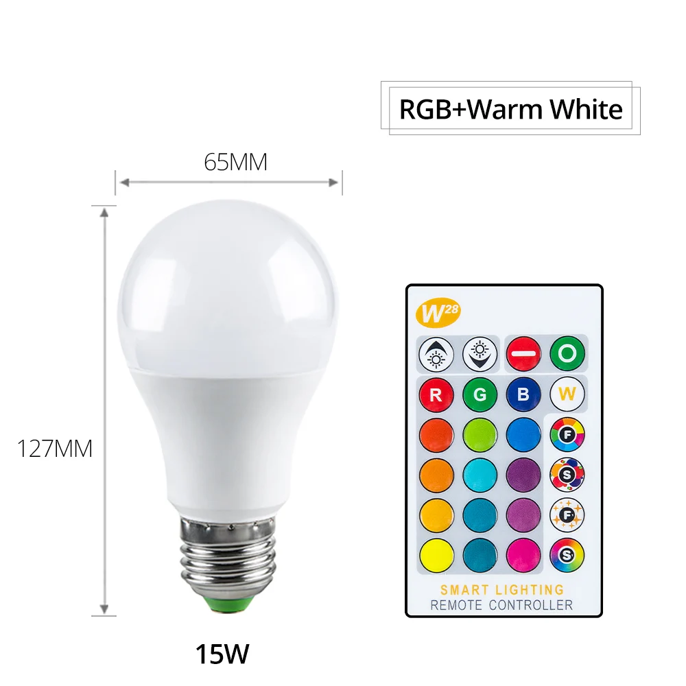 15W RGBWW Foxanon 5 Вт 10 Вт 15 Вт светодиодный ламповый светильник s E27 светодиодные лампы RGB волшебный цвет меняющий атмосферу ночной Светильник для бара KTV Домашний Светильник ing Декор - Испускаемый цвет: 15W RGBWW