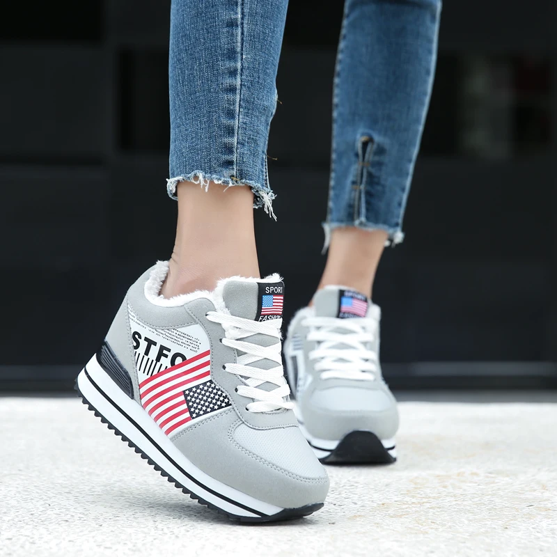 Sycatree Winter Running Shoes for Women Increased Within with Warm Fur Sports Sneakers Walking Jogging | Спорт и развлечения