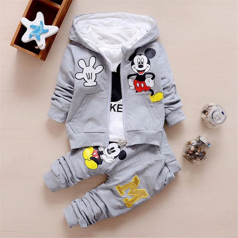 Brand New Baby Boys Clothes Set Minnie Mickey Cartoon Kids Girls Tracksuit Clothing Suits Autumn 3Pcs Sets Hooded Coat Toddler | Детская