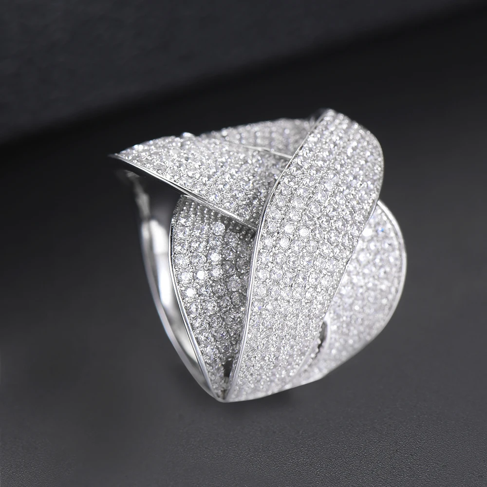 Модное обручальное кольцо с широкой поверхностью в оплетке для женщин Женское