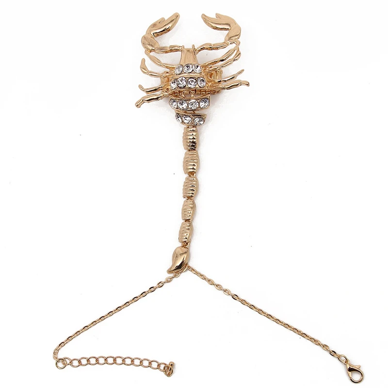 Комбинированный Регулируемый R-ing и Slave БРАСЛЕТ с цепочкой Goldtone Scorpion браслет