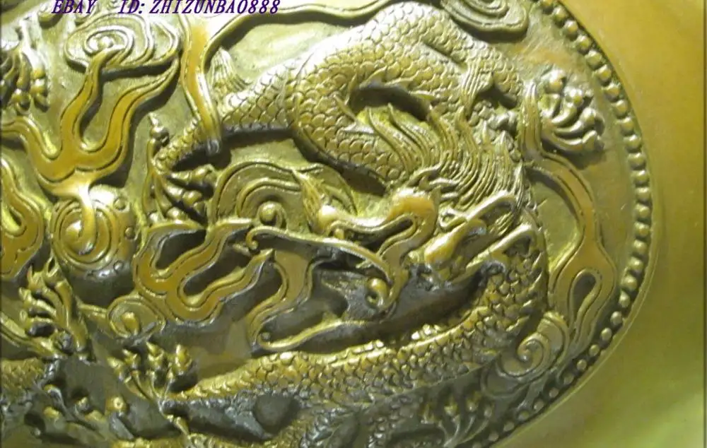 Китайская коллекция красная медь два дракона ИГРАТЬ мяч лев подъемное кольцо