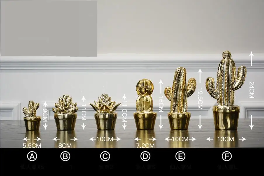 Новинка 2018 украшения в виде Нордического кактуса Керамические Золотые кактусы