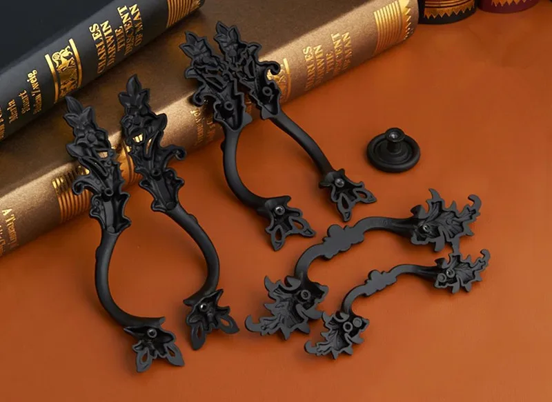 5 стилей ретро выдвижной ящик ручки Черный комод ручка деревенский Droor