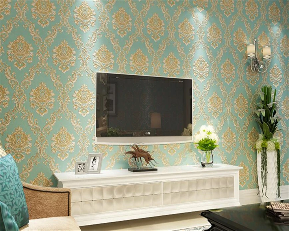 3D модные большие цветочные полосатые трехмерные рельефные нетканые обои beibehang