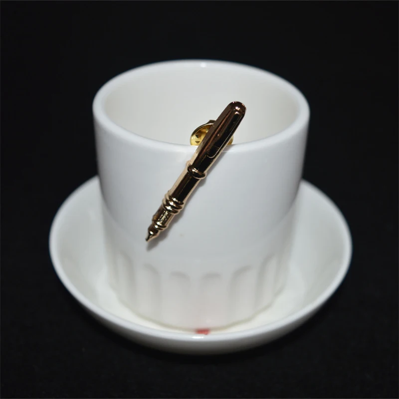 Модная металлическая черная и серая брошь в виде ручки Классическая мужская