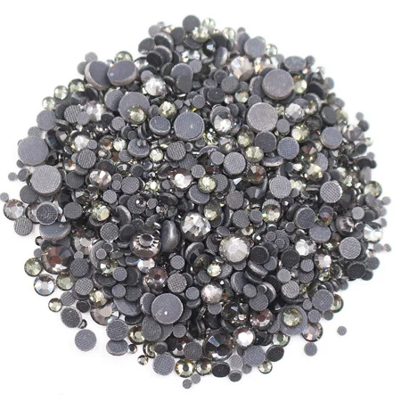 clear black 2500 шт./лот SS6 SS10 SS16 SS20 SS30 смешивания Размеры кристаллы и камни исправление клей для страз-обратно клейкие Стразы для одежды - Цвет: clear black