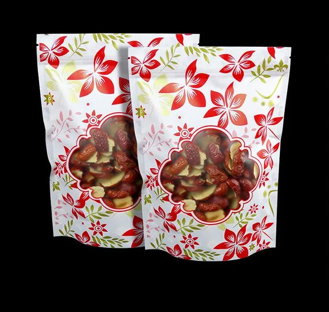 Пластиковые пакеты на молнии с красными цветами 100 шт. закрывающиеся пакетики для