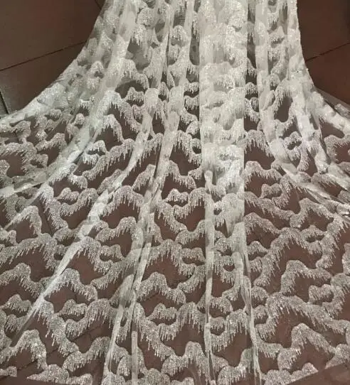 Блестящая кружевная ткань с блестками Лидер продаж французская из тюля в