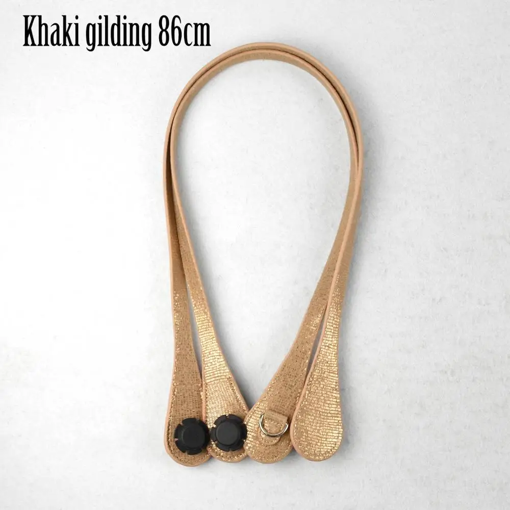 khaki gilding 86cm Новинка, тонкие ручки 51 см, 86 см, с d-образной пряжкой, с Каплевидным концом, искусственная кожа, ручки для OBag, цепочка, подвеска для EVA O Bag Body - Цвет: khaki gilding 86cm