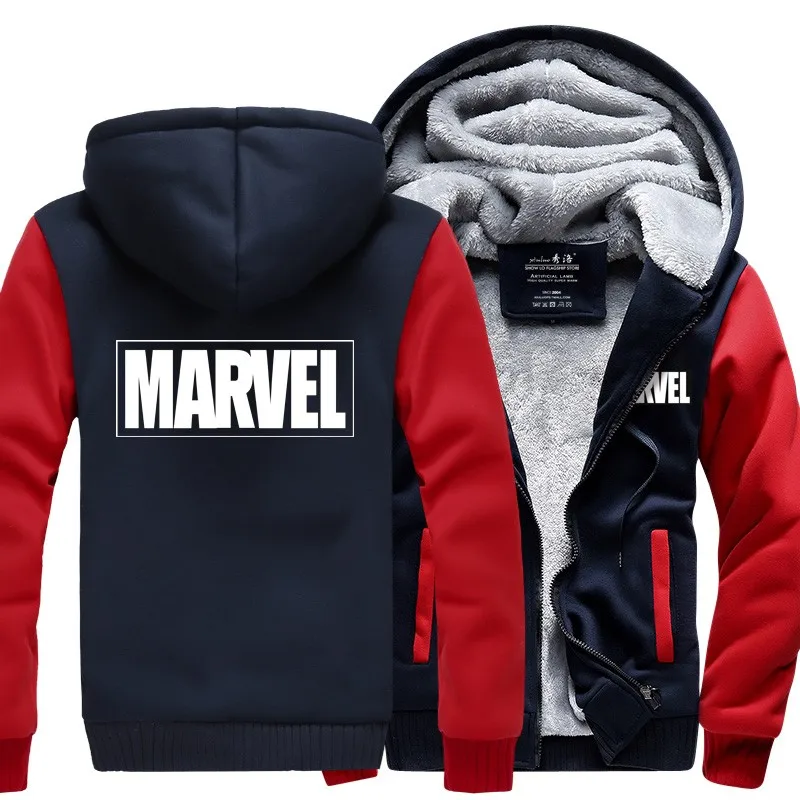 Капитан Америка новые зимние куртки и пальто Marvel толстовка с капюшоном Толстая молния мужские толстовки