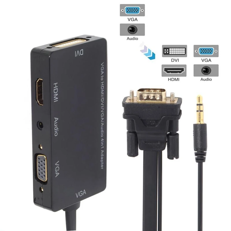 Vga к Аудио Hdmi Dvi 4 в 1 ключ Кабель адаптер многопортовый сплиттер конвертер для Hdtv Pc
