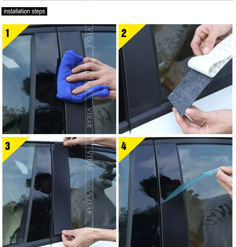 Vtear для Kia Rio 3/Rio 4/X-Line киа рио 3 4 window B C столб наклейка глянцевая черная отделка против царапин зеркальная поверхность покрытие аксессуары 11-19