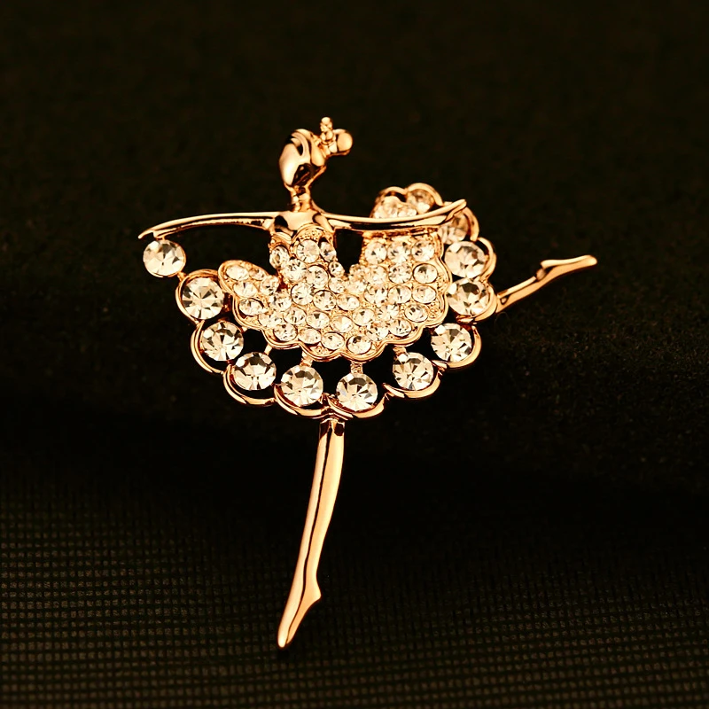 Изящные Танцы девушка с золотыми Цвет Stellux австрийского хрусталя Булавки брошь