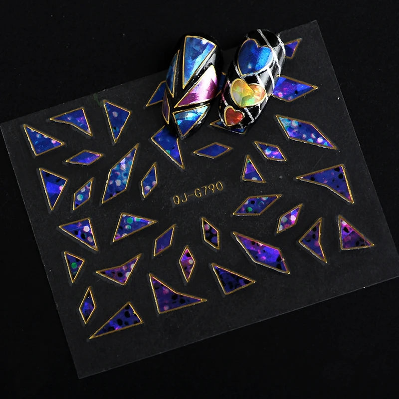 24 листов много самоклеющиеся 3d Блеск ногтей декоративные стикеры Маникюр