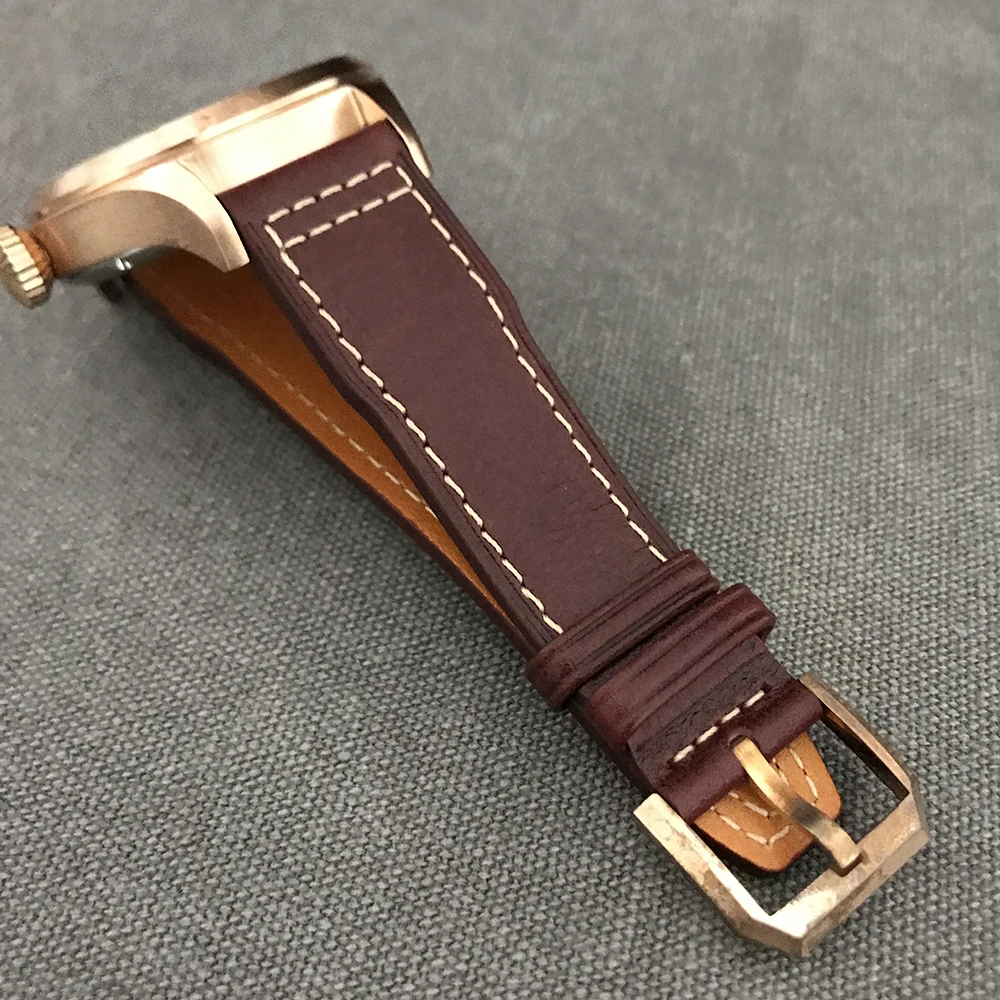 Мужские механические наручные часы San Martin, 100 м, водостойкие, 44 мм, модные, бронзовые, модные и повседневные, сапфировые