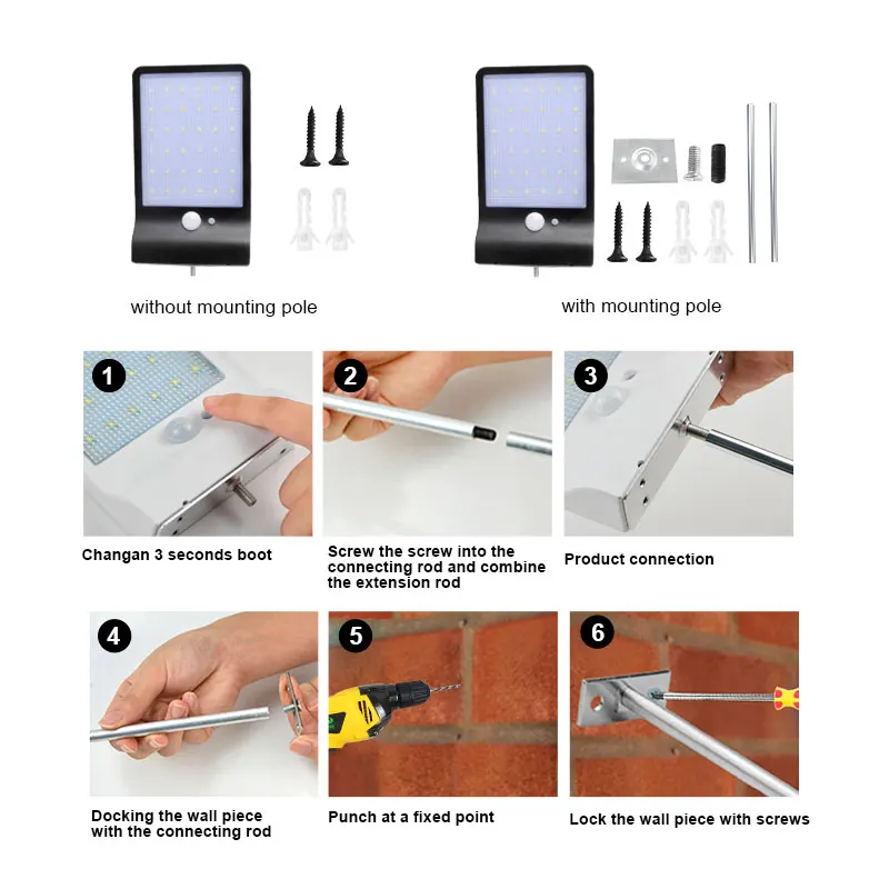 Светодиодный уличный светильник на солнечной батарее с датчиком движения 36