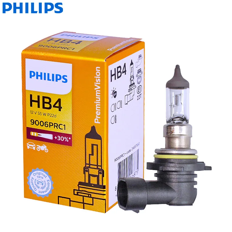 Philips Vision 9006 HB4 12V 55W P22d 9006PRC1 + 30% Яркий оригинальный светильник OEM автомобильный