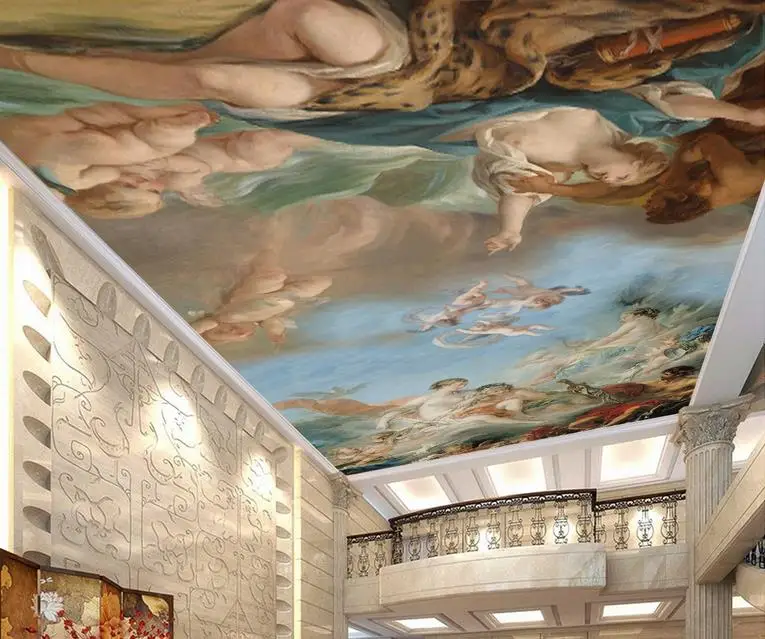 3d стереоскопические Настенные обои на потолок картина маслом с ангелом 3D для