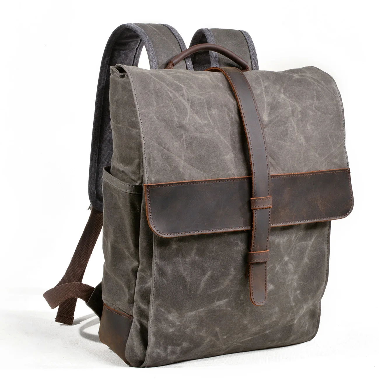 New Men Backpack Vintage Leather Canvas School Portable Wearproof Travel Bag Women Rucksack Knapsack Bagpack mochila | Багаж и сумки