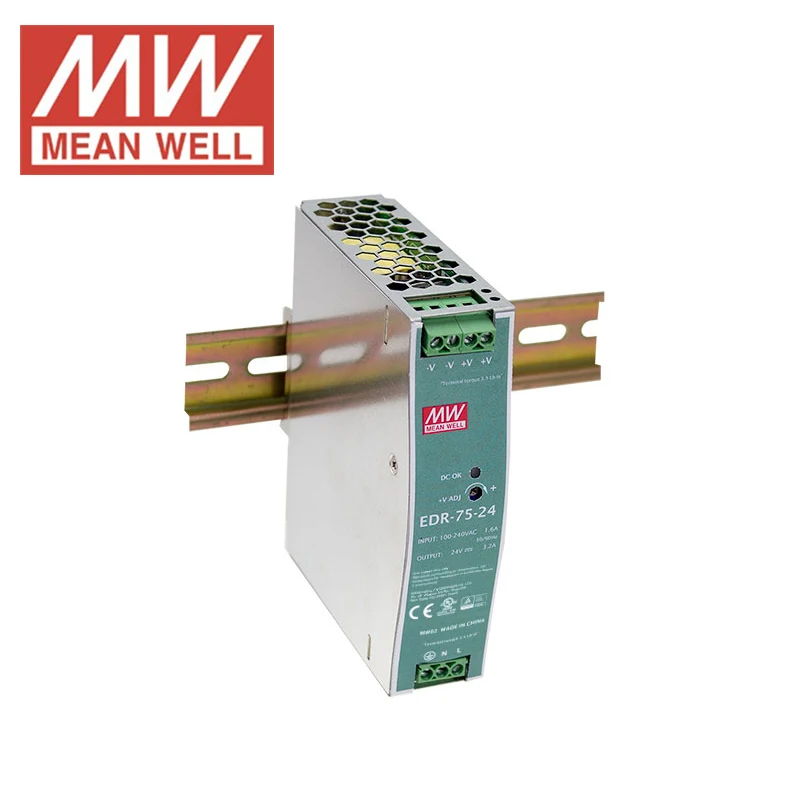 Mean Well EDR 75 24 AC/DC мини размер Вт в промышленный din рейку блок питания 12 В 48 Meanwell