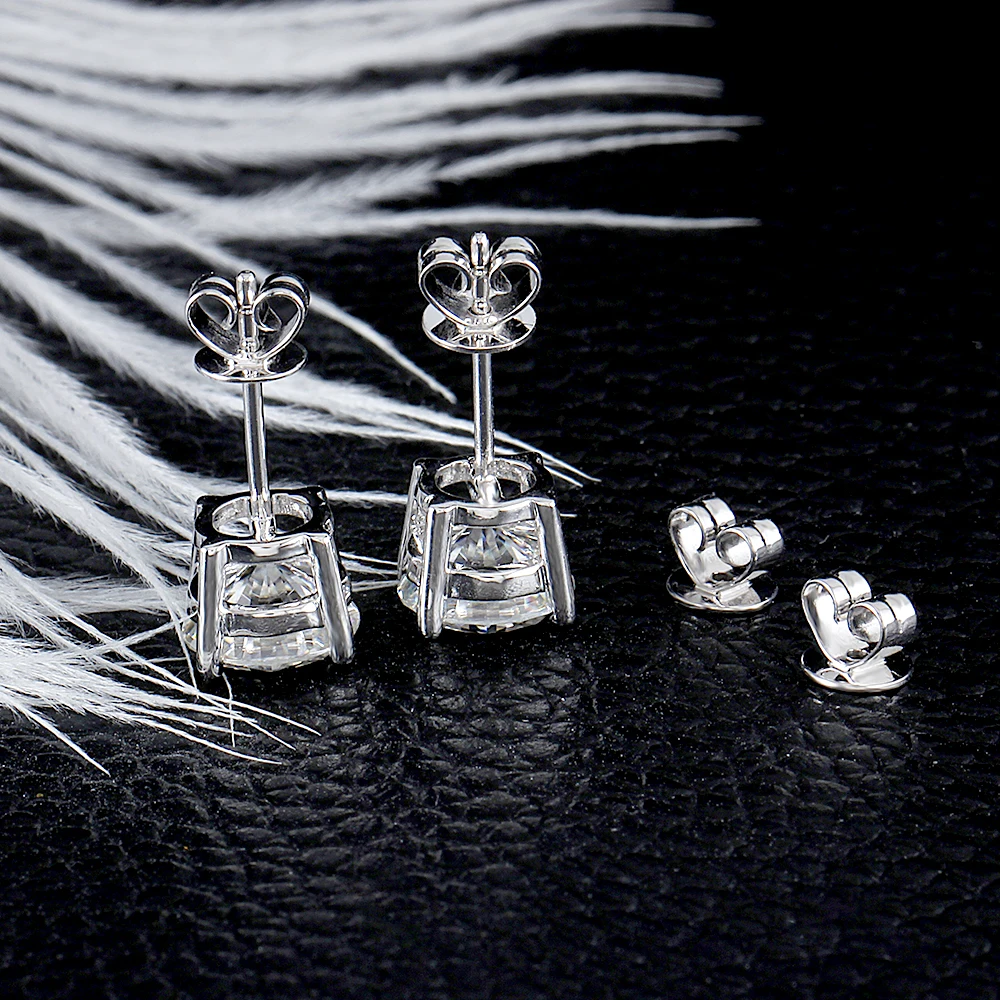 Женские серьги-пусеты Transgems 14 K 585 пробы белый цвет 2 4ctw 7 мм или 1 6ctw 6 Moissanite |