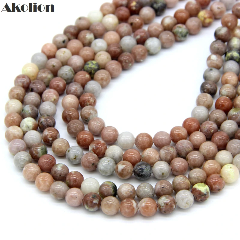 Akolion Lepidolite круглые бусины натуральный розовый камень Mala для изготовления