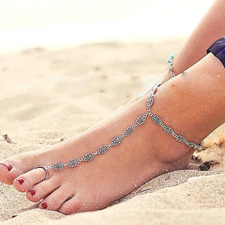 

Lady Trendy Summer Beach Vintage Ankle Bracelet Anklets Fashion Simple Bracelet Barefoot Sandal Anklet Foot Jewelry For Women